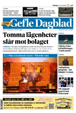 Förstasida Gefle Dagblad