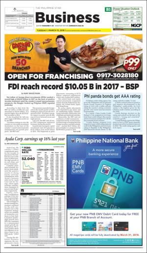 The Philippine Star Business section 3/13/18